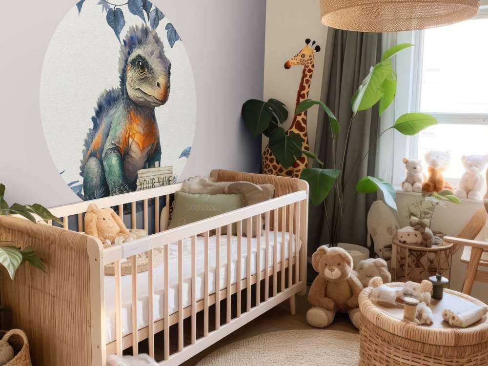 Baby ankylosaurus in de jungle blauw