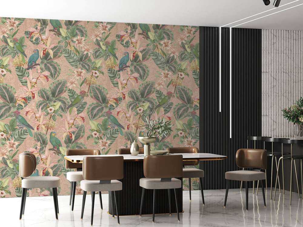 Tropische Jungle vogels & papegaaien - terracotta