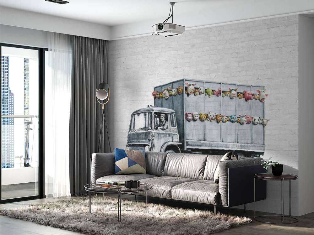 Banksy - Meat truck, white bricks