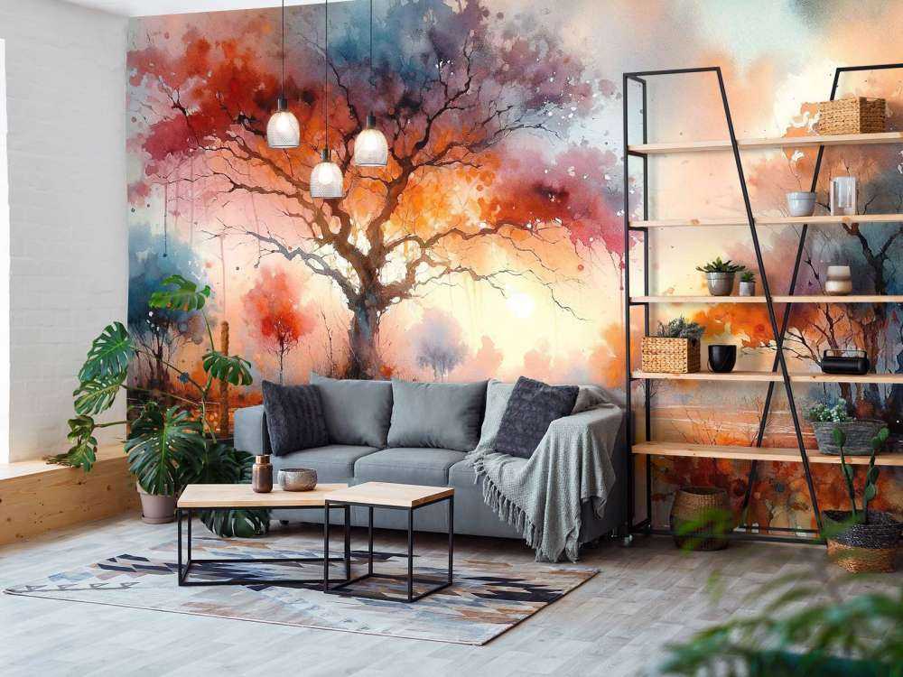 Autumn's Fiery Canopy at Dusk