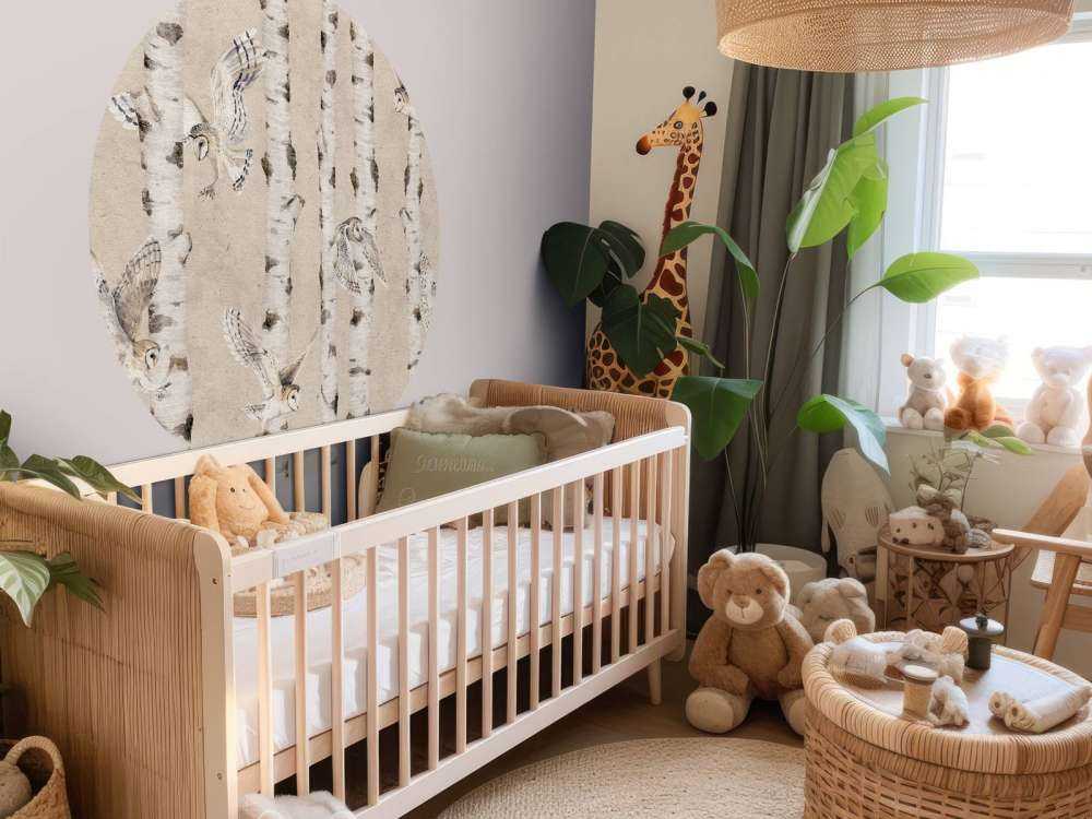 Birch and Owls - Beige