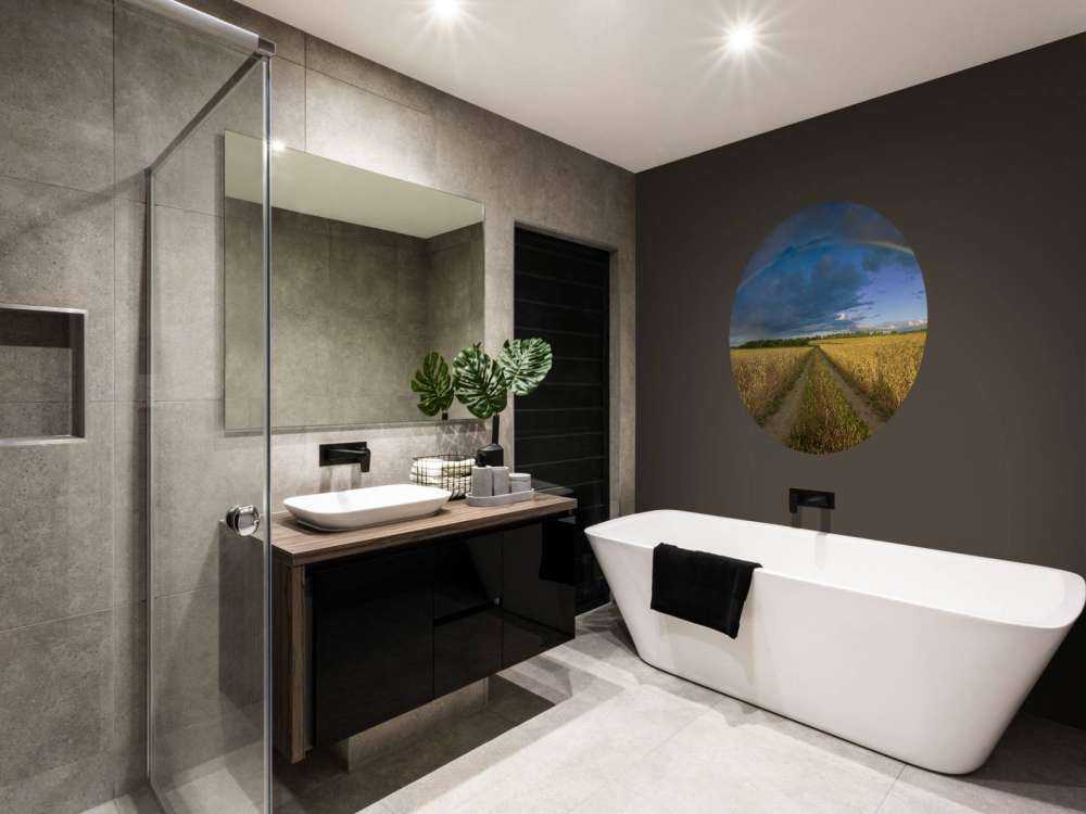 Regenboog over een graanveld