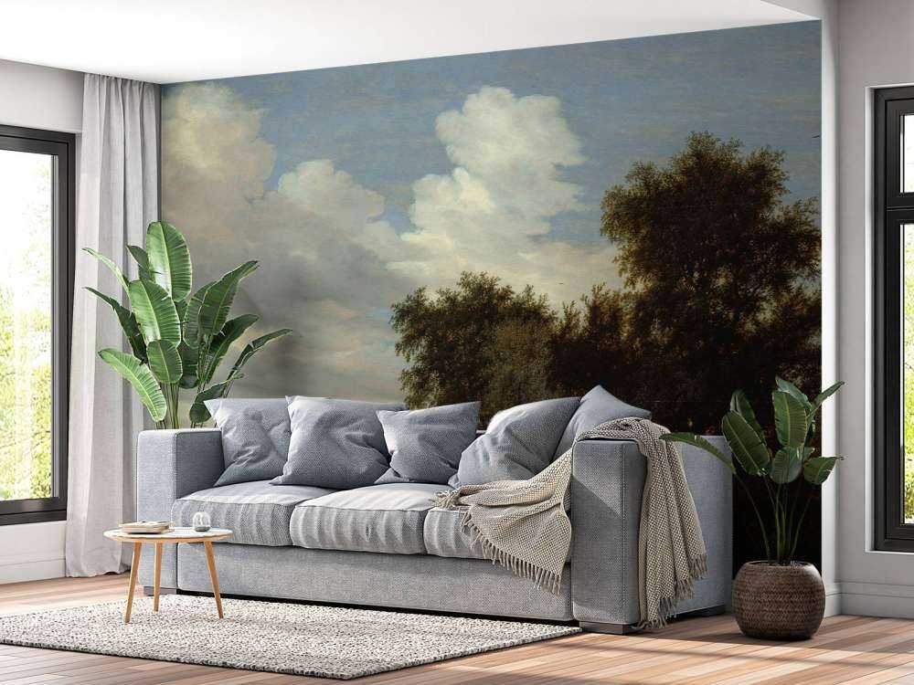 Rivierlandschap met een veerboot