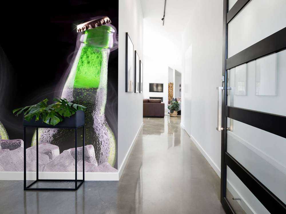 Groene bierflesjes in ijs