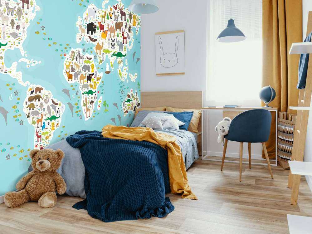 Wereldkaard met dieren