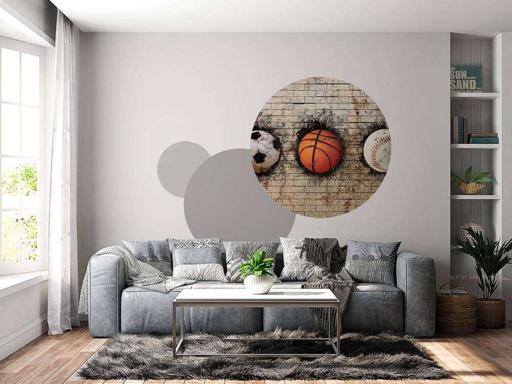 Sportballen in een muur