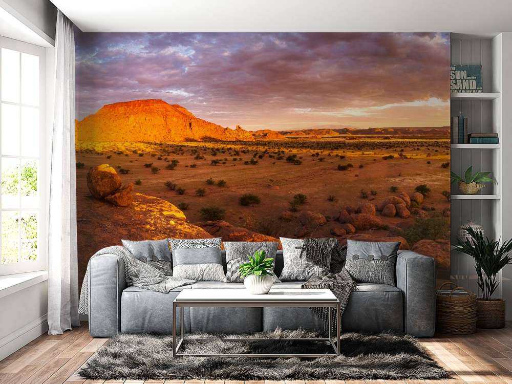 Zonsondergang in de woestijn van Namibië