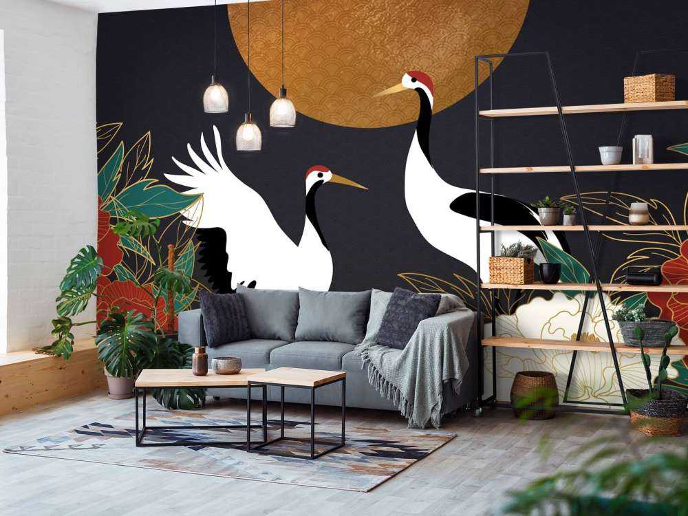 Kraanvogels tijdens de nacht