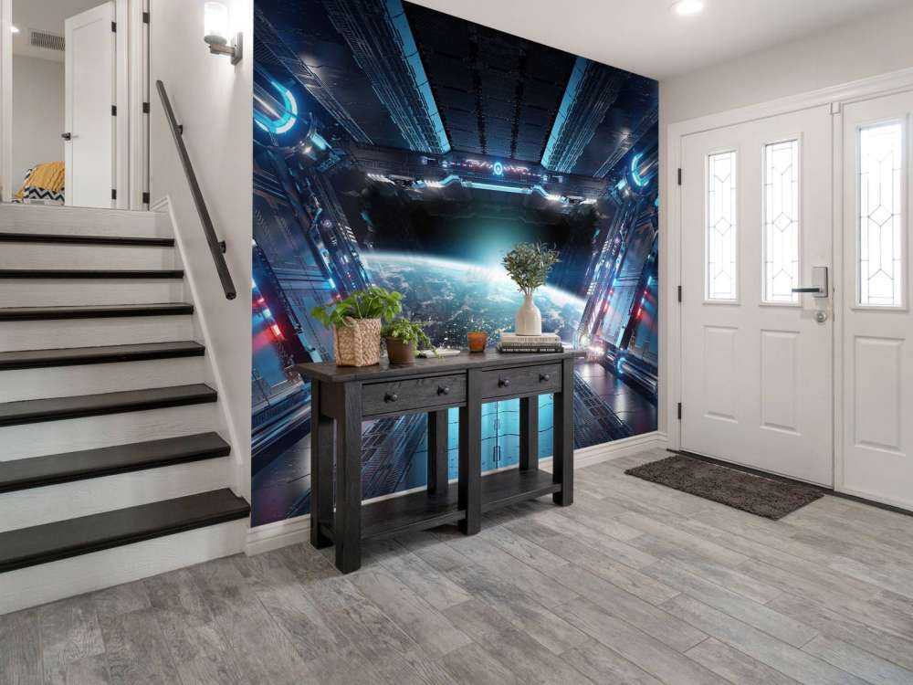 Zicht vanuit een ruimteschip