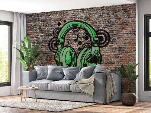 Graffiti op oude bakstenen muur