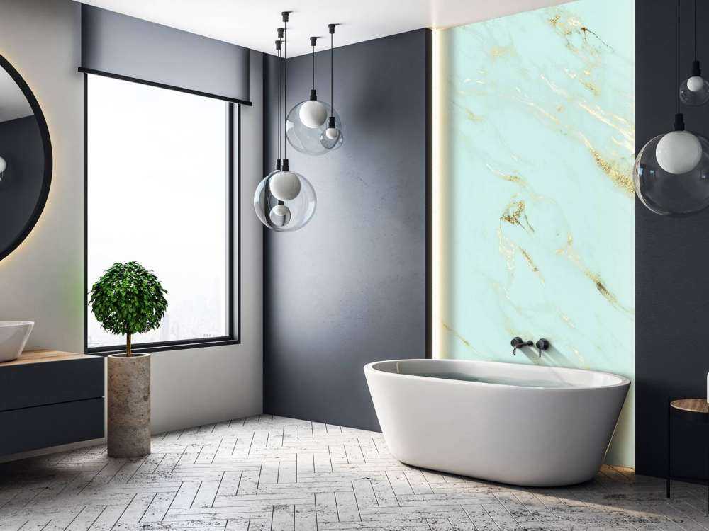 Lichtblauw marmer met goud