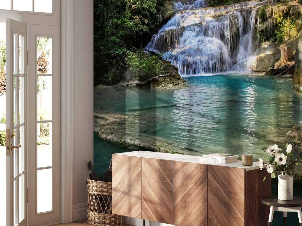 Vissen bij een waterval