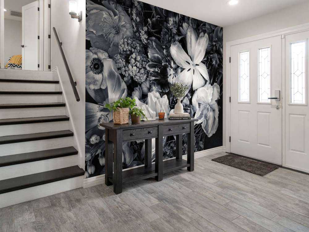 Boeket van bloemen in zwart-wit