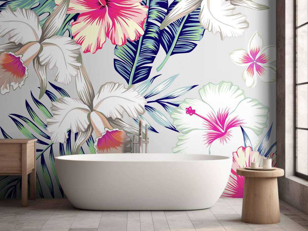 Exotische bloemen met een grijze achtergrond