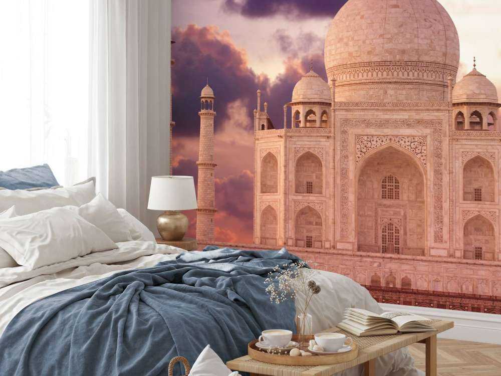 De Taj Mahal bij zonsondergang