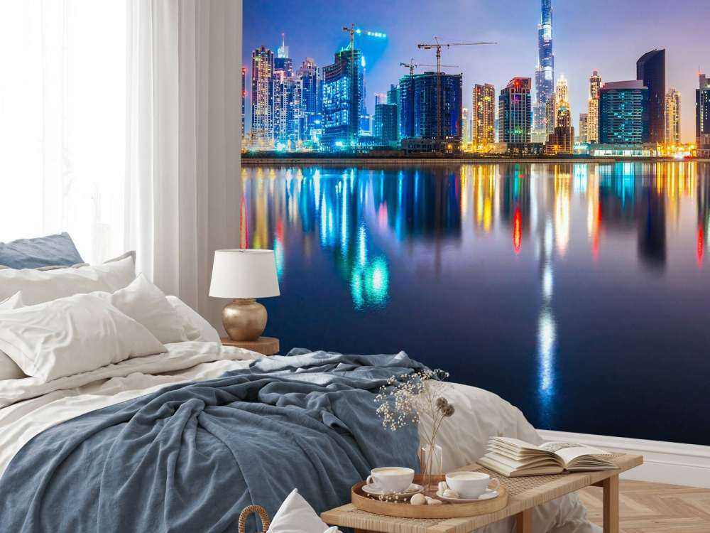 Dubai verlicht in de avond