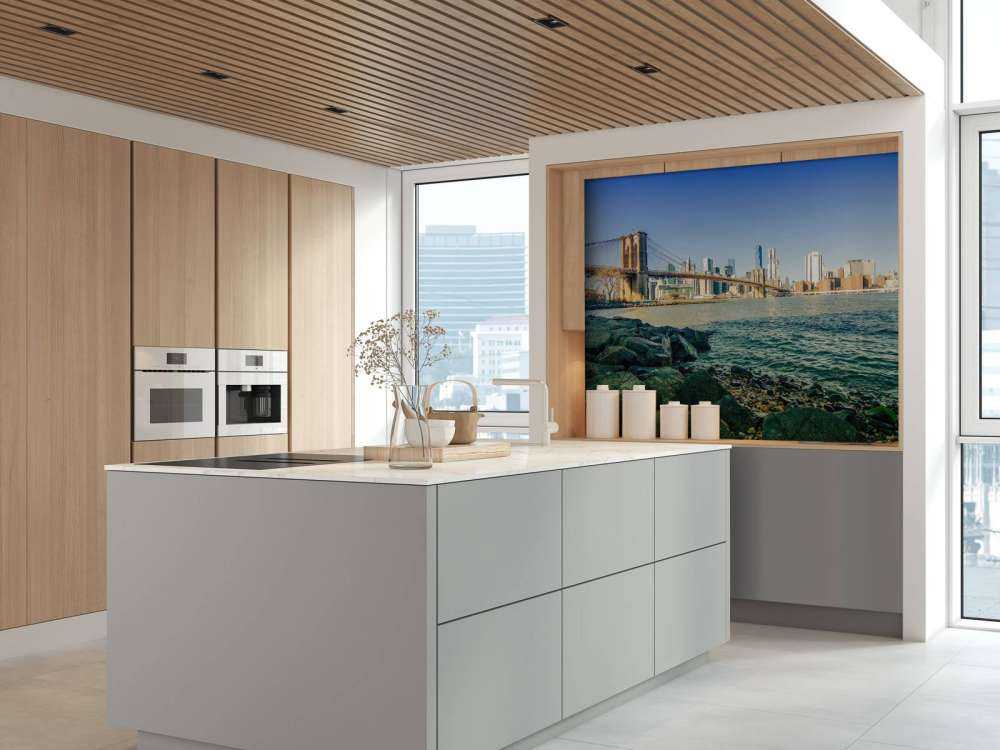 Brooklyn Bridge met een skyline op de achtergrond