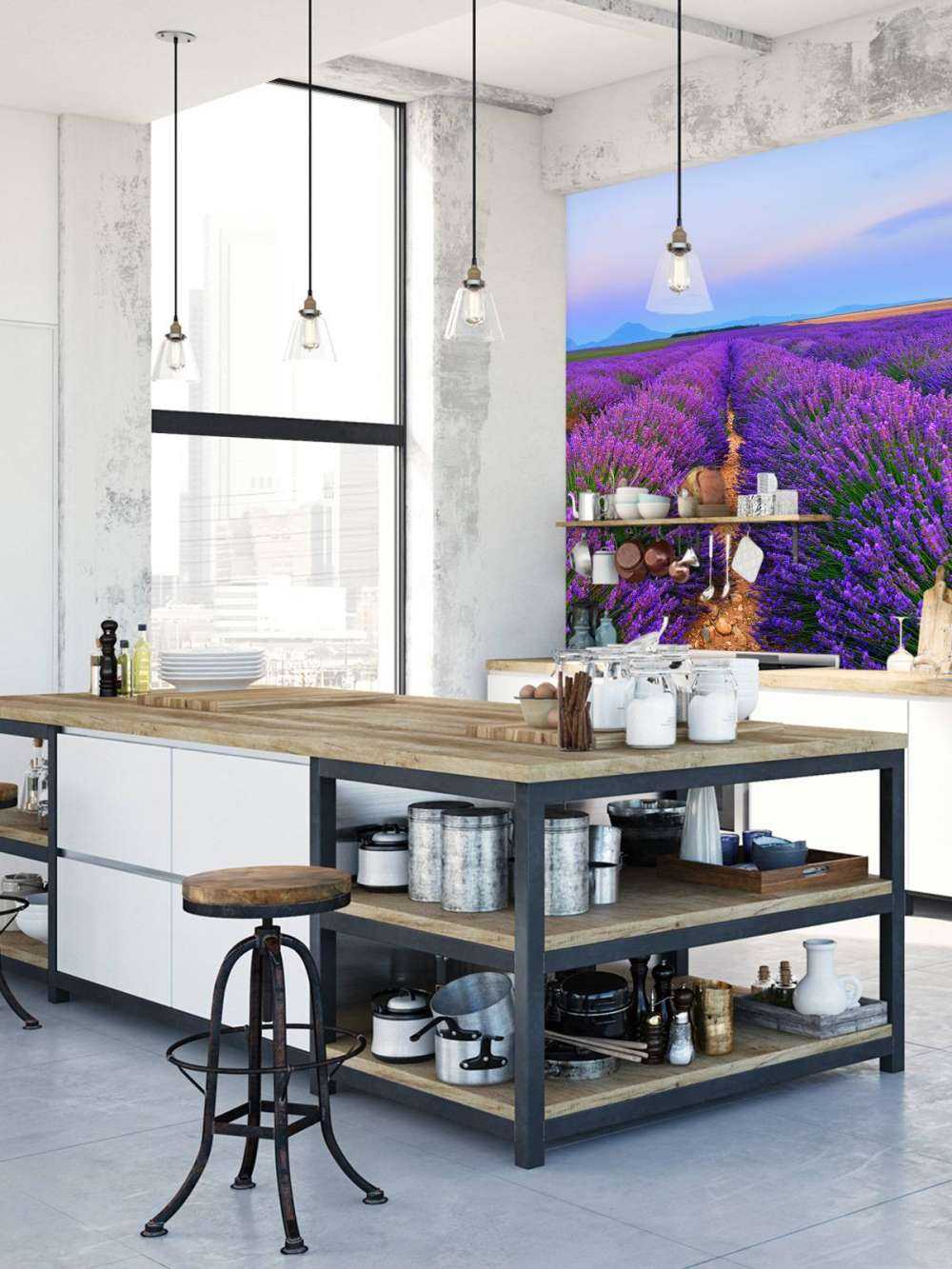 Lavendel landschap met bergen