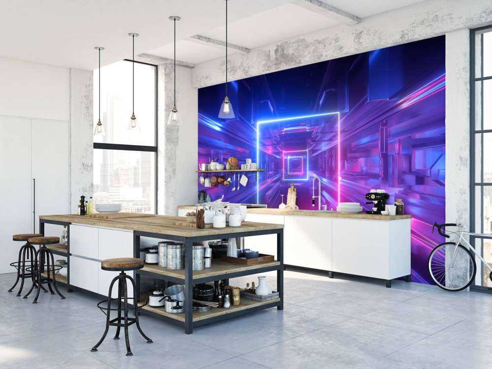 Futuristisch neon verlichte tunnel