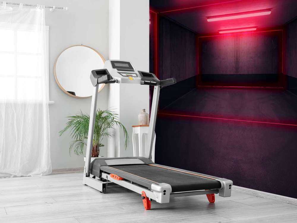 Neon verlichte parkeergarage