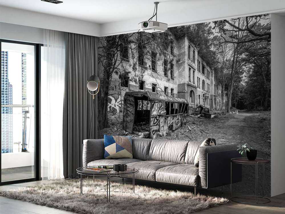 Verlaten dorpje met graffiti