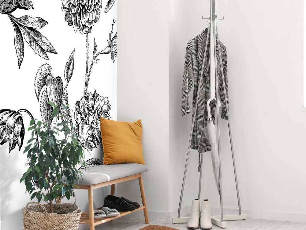 Historic flower drawings black and white rep