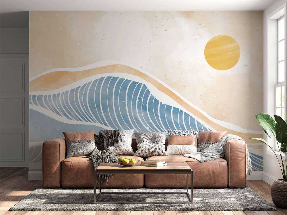 Blauwe golven voor de zon