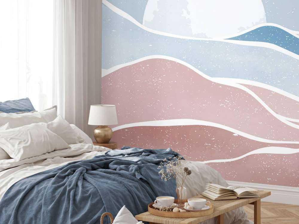 Gekleurde oceaangolven met de maan