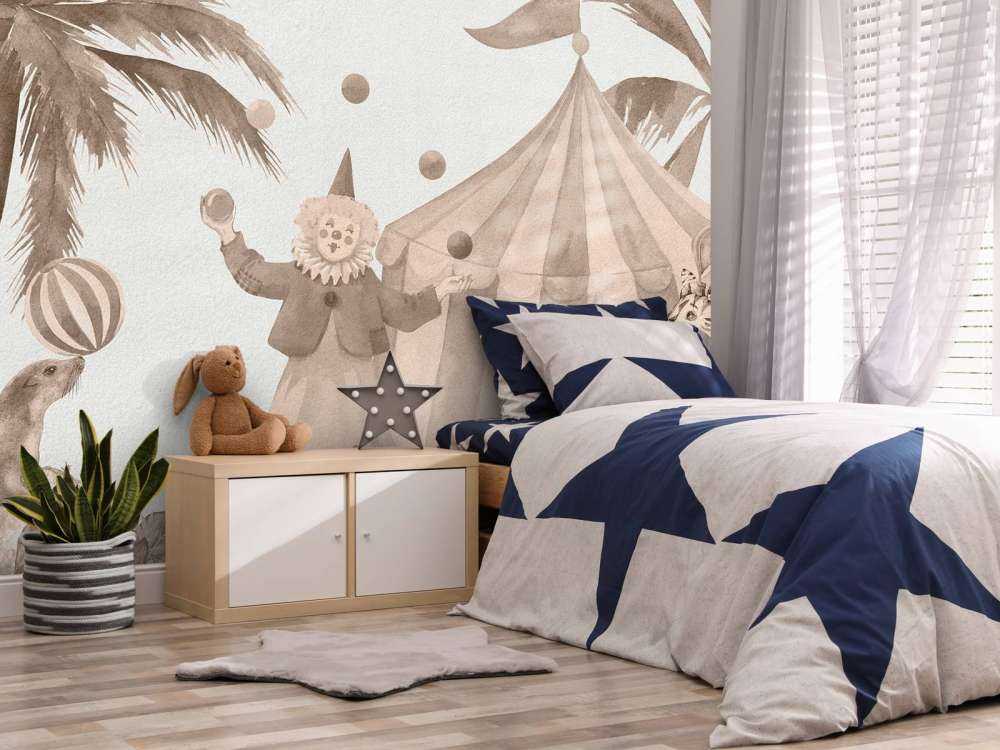 Vrolijke circus dieren taupe