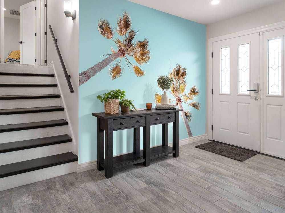 palmbomen met een blauwe lucht