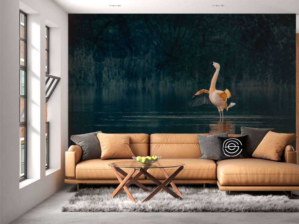 Flamingo in verlaten meer