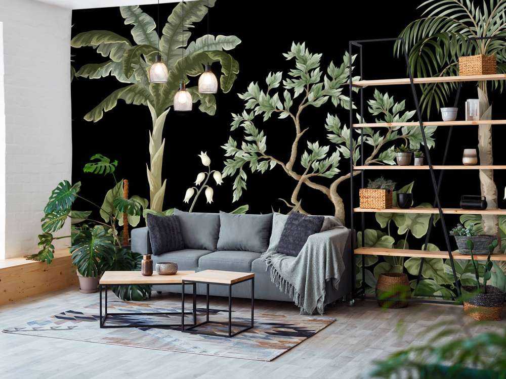 Bomen met een donkere achtergrond