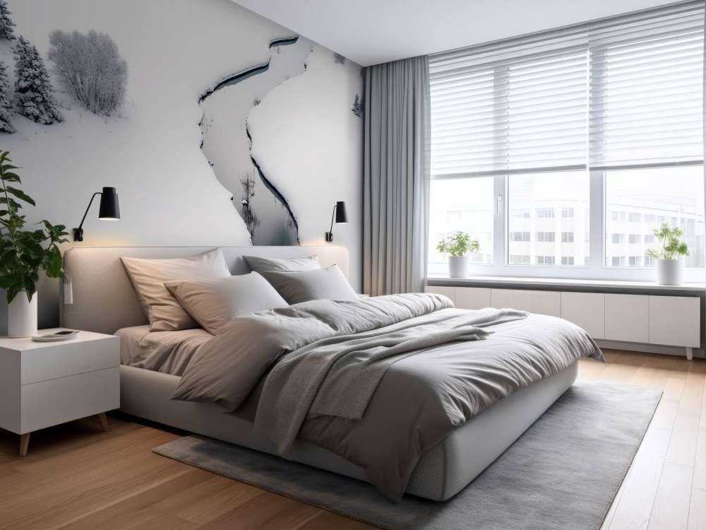 Minimalistisch landschap met sneeuw