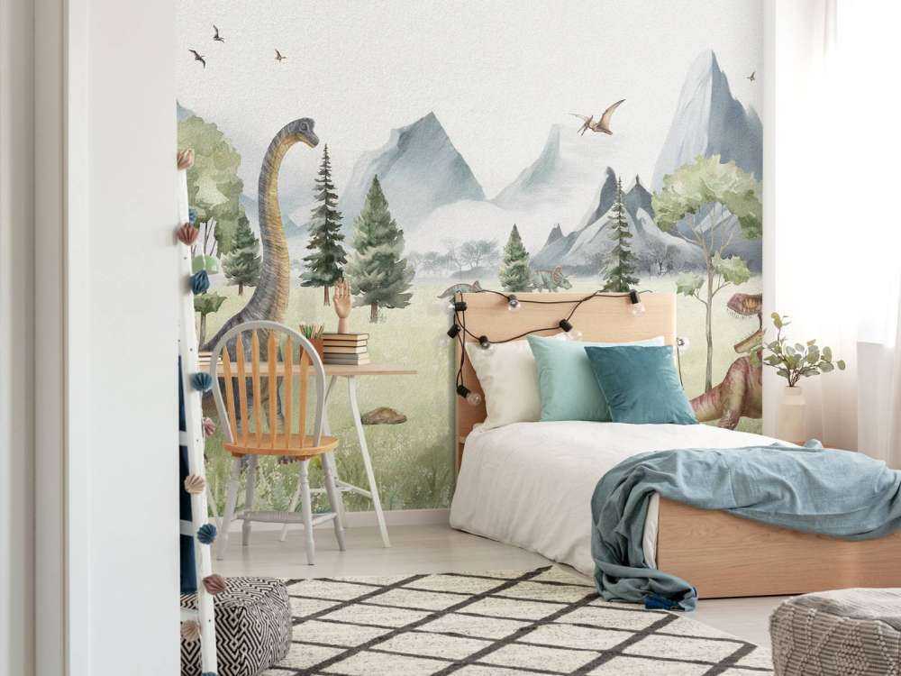 Landschap met dino's in kleur