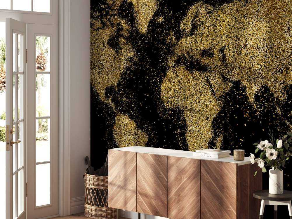Wereldkaart van gouden glitters
