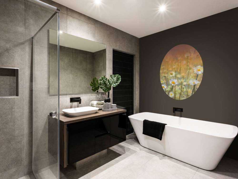 Olieverfschilderij van kamille bloemen