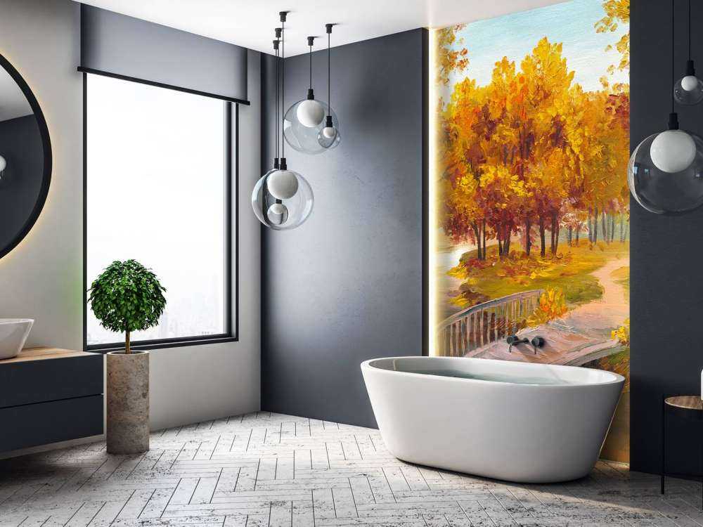 Schilderij van een brug in het bos