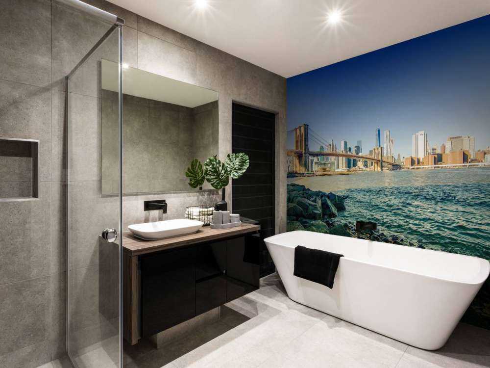 Brooklyn Bridge met een skyline op de achtergrond