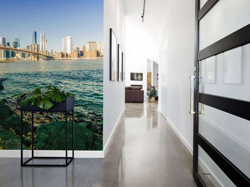 Brooklyn Bridge met een skyline op de achtergrond