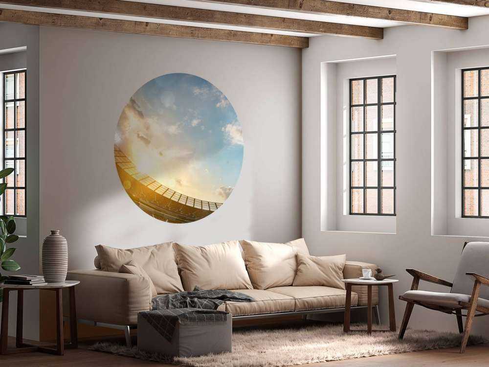 Voetbalstadion met zonsopkomst