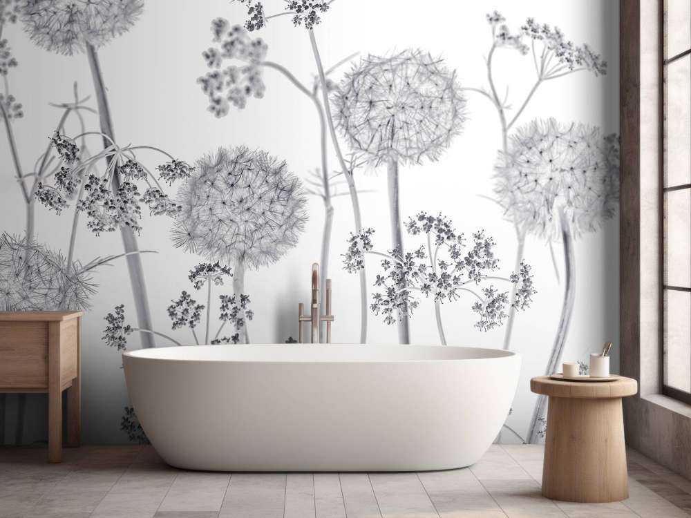 Meadow bloemen in zwart-wit