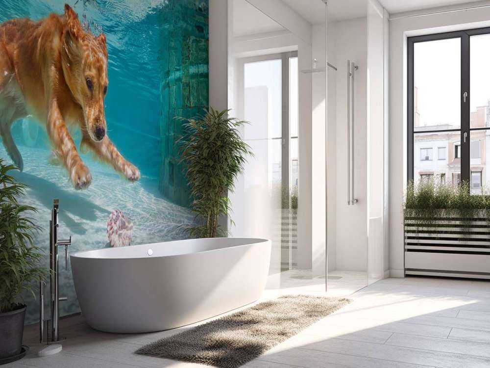 Labrador speelt onderwater