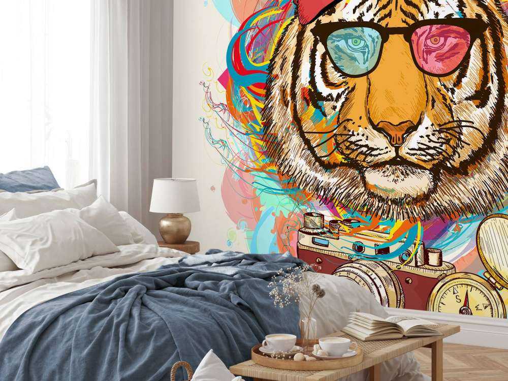 Hipster tijger tekening