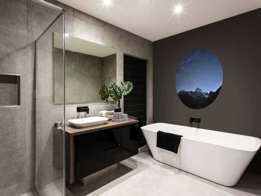 Een verlichte nacht in de bergen