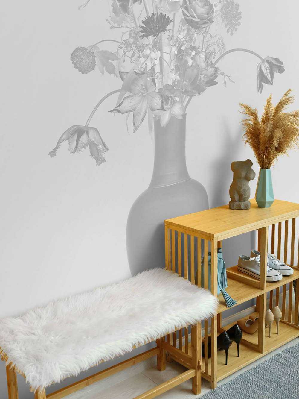 Royaal bloemen boeket zwart-wit