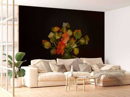 Schilderachtige vaas met bloemen