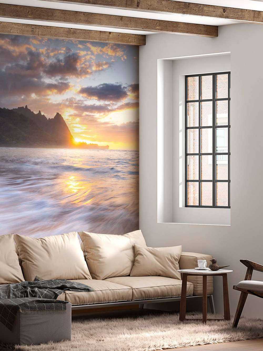 Gouden zon over tropisch strand