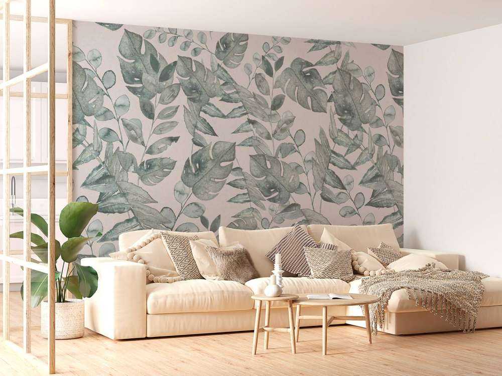 Tropisch bladmotief in waterverf