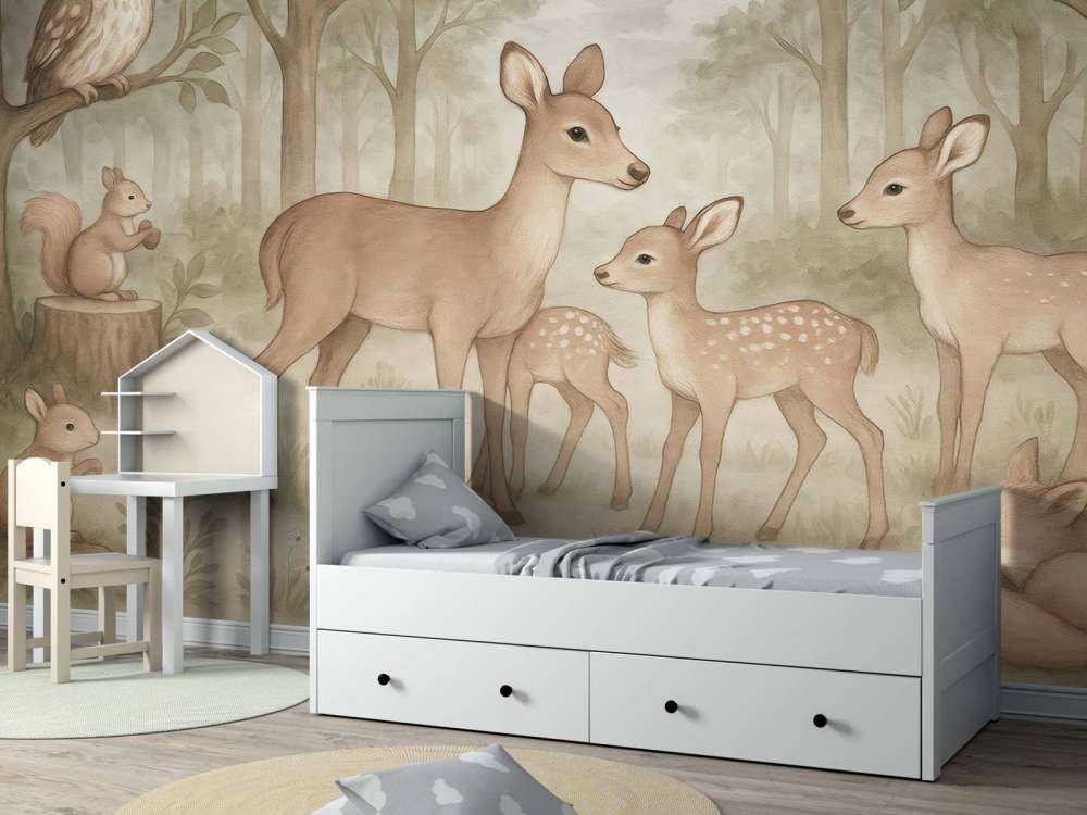 Bosdieren bij maanlicht