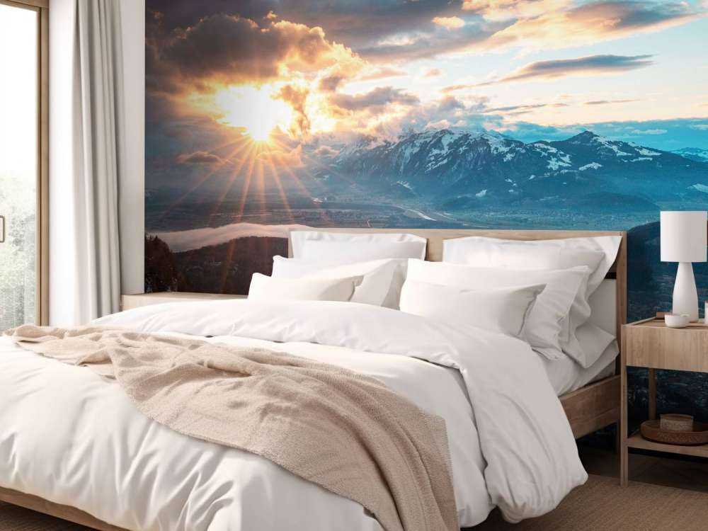 Zonsondergang boven alpenvallei